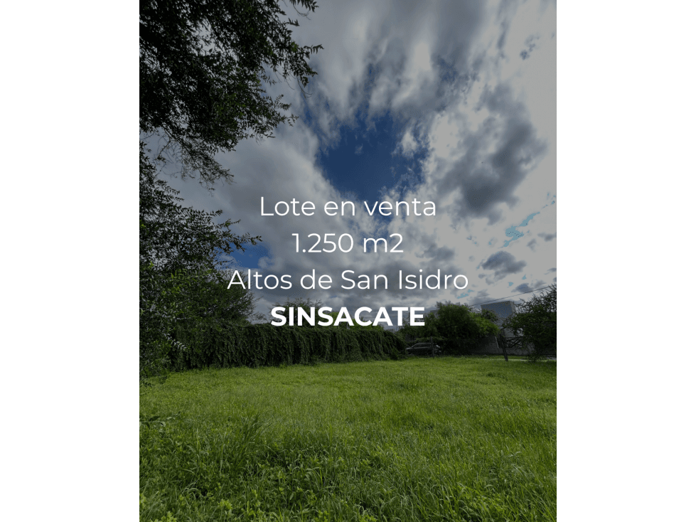 VENTA-OPORTUNIDAD ÚNICA EN SINSACATE - LOTE PREMIUM - 1