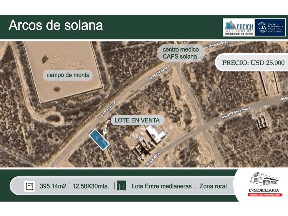 Terreno en arcos de solana 12.5x30, Puerto Madryn USD 25.000 dólares - 1