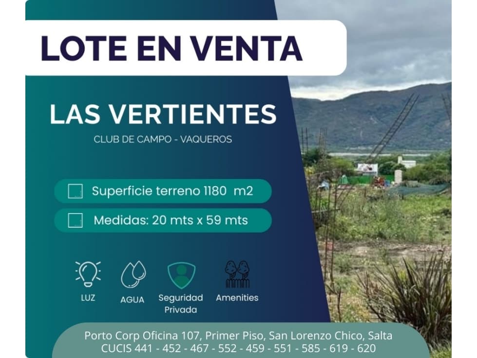 VENTA TERRENO EN VERTIENTES - VAQUEROS - 1