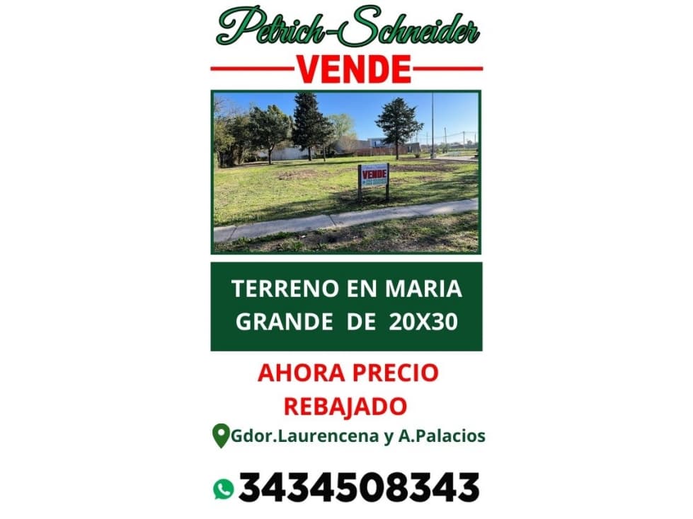 Se Vende Terreno en María Grande, Entre Ríos. - 1