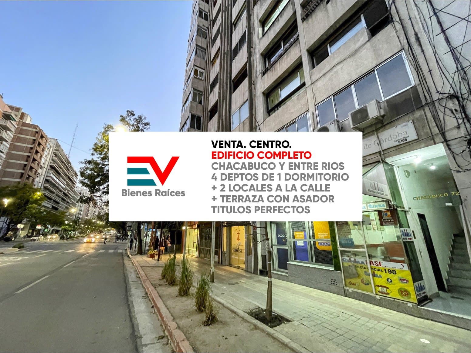 VENTA. EDIFICIO COMPLETO. CENTRO, SOBRE BVD CHACABUCO! DOS LOCALES + 4 DEPTOS 1 DORM + TERRAZA CON ASADOR! - 1