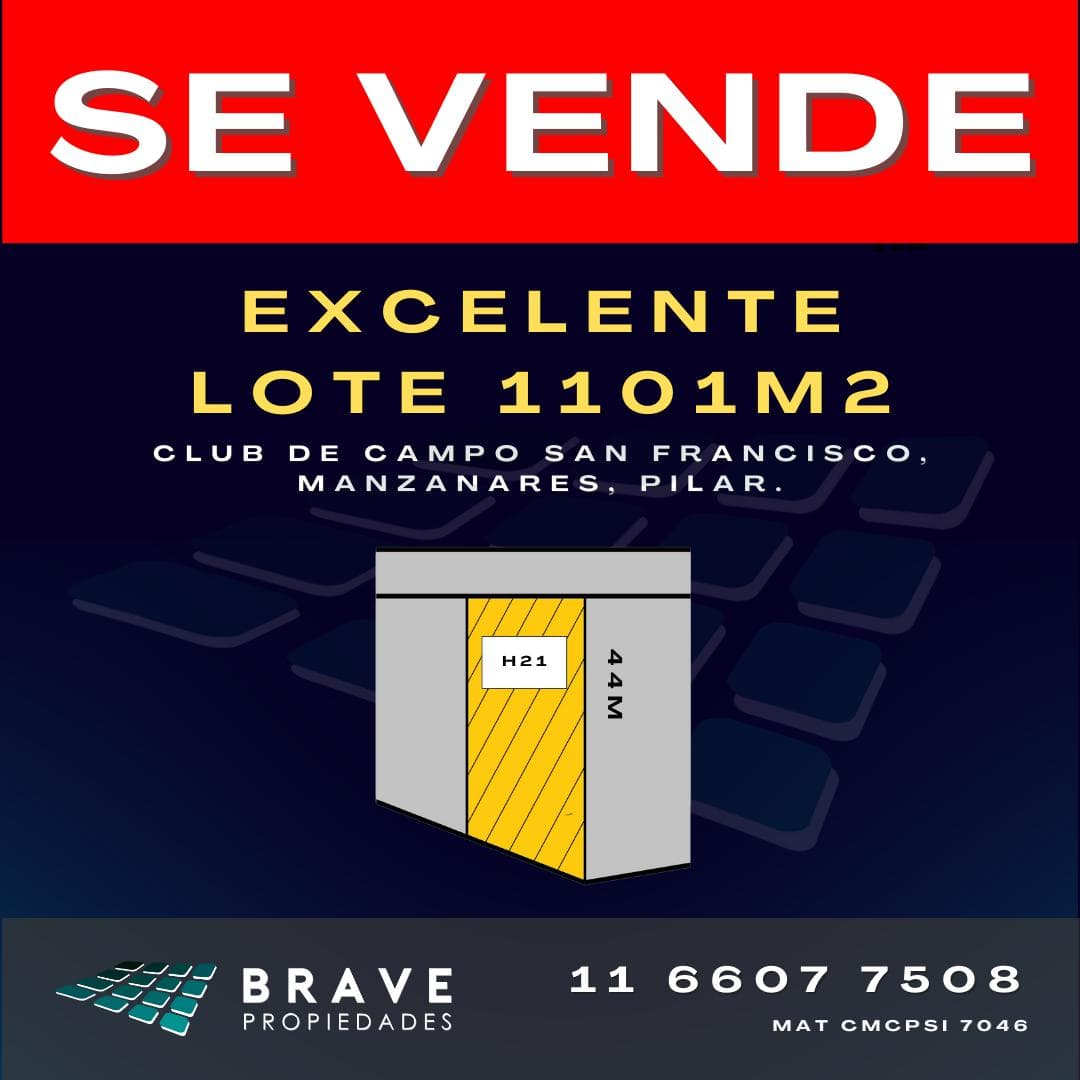 Venta de terreno 1101m2 en Club de Campo San Francisco, Manzanares, Pilar - 1