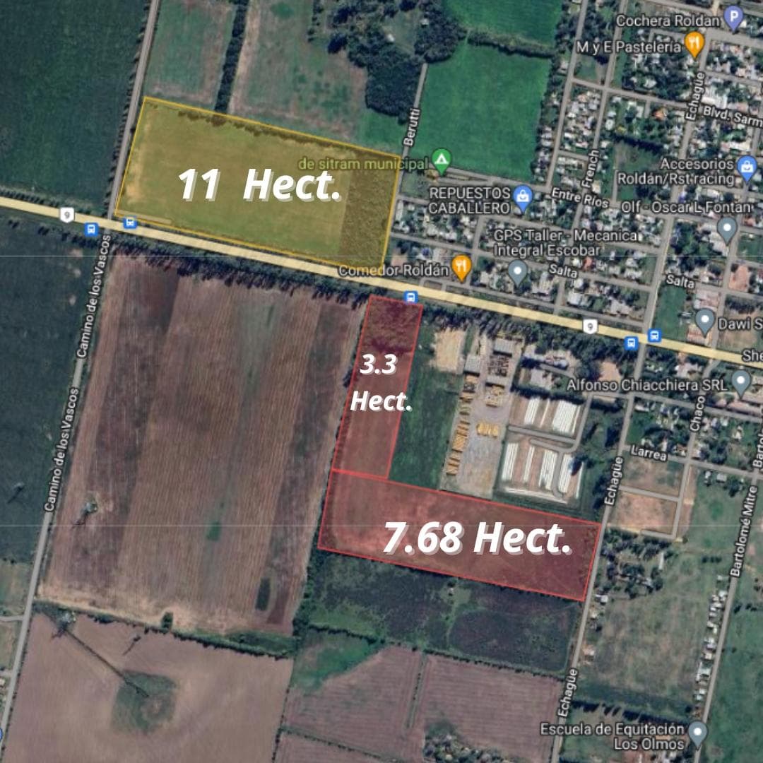 Venta de Campo de 11 Hectareas , sobre la Ruta 9 , en Roldan Santa Fe - 1