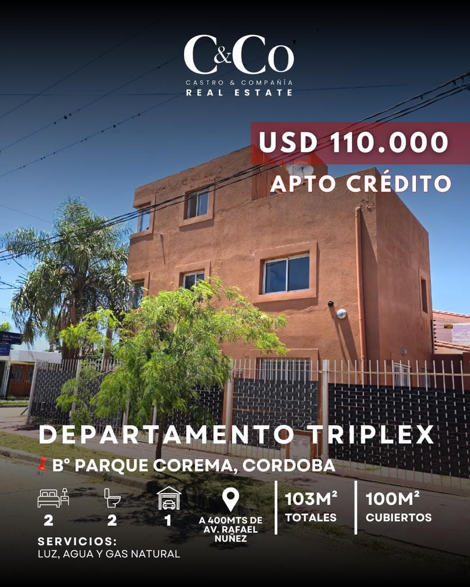 Venta Departamento Triplex De 2 Dormitorios Con Cochera Apto Crédito En Parque Corema - Córdoba - 1