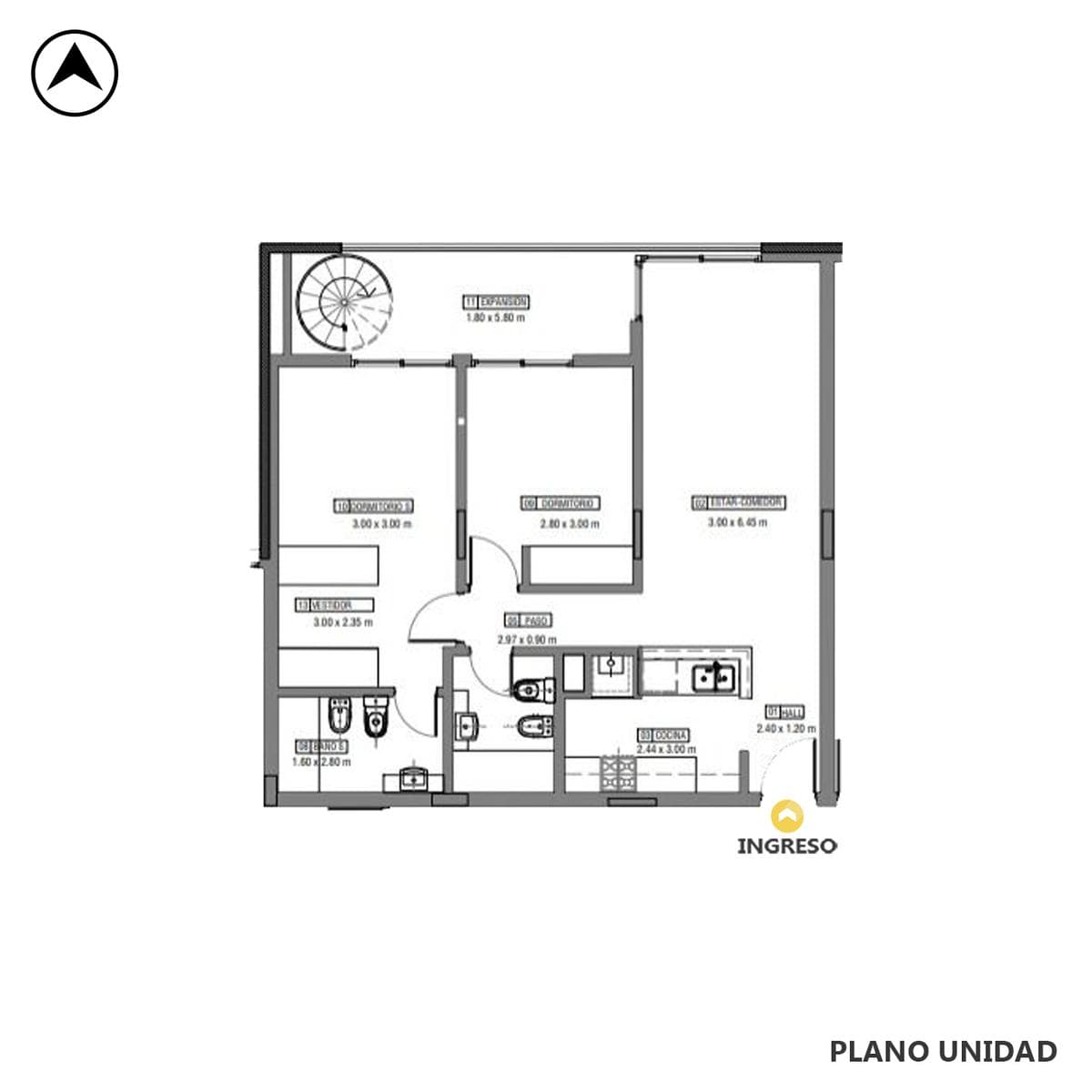 Departamento 2 dormitorios, Patio con parrillero de uso exclusivo - Ocho Sauces Funes - 1