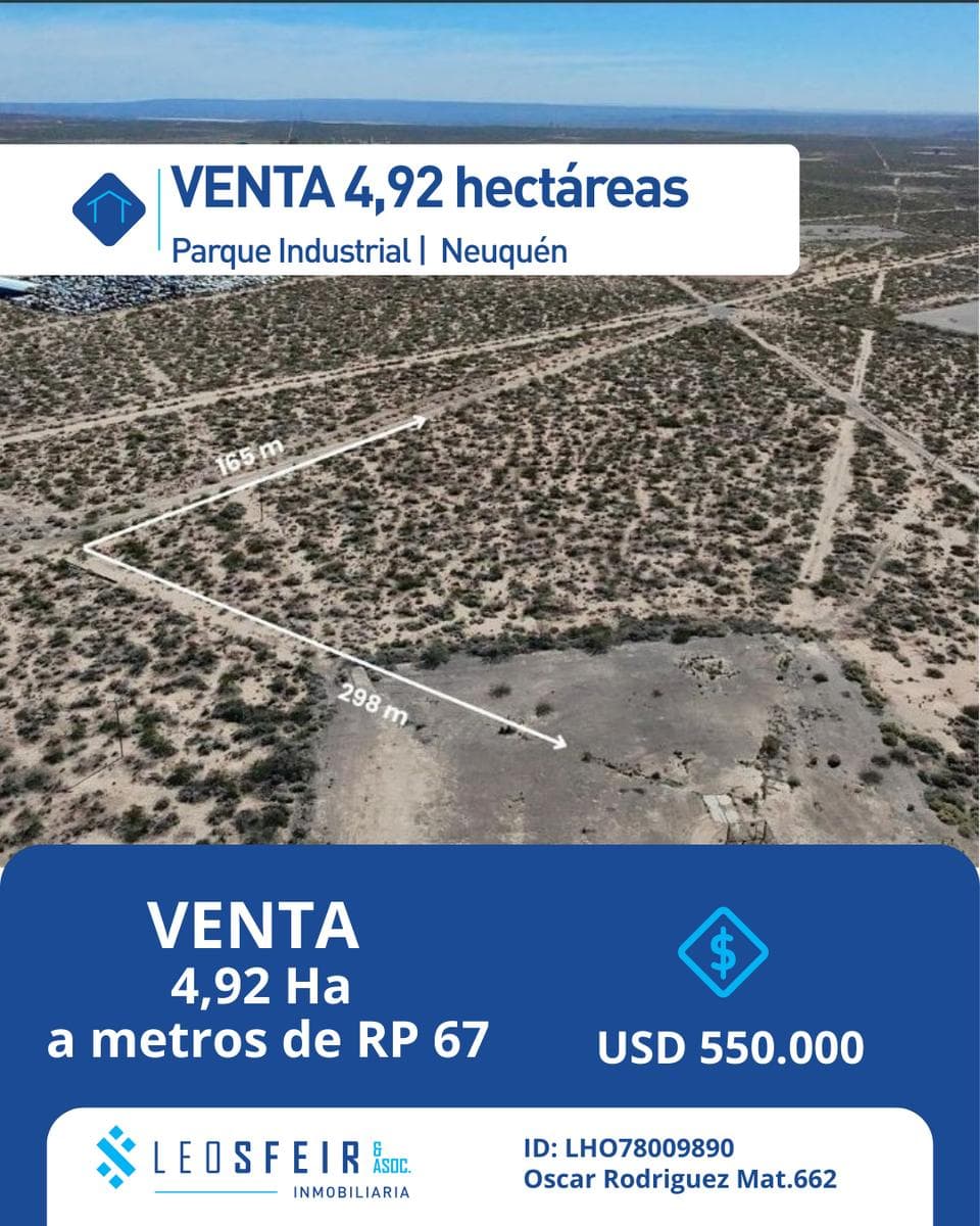 En Venta 4,92 Hectáreas en Parque Industrial Neuquén- Ruta del Petróleo - 1