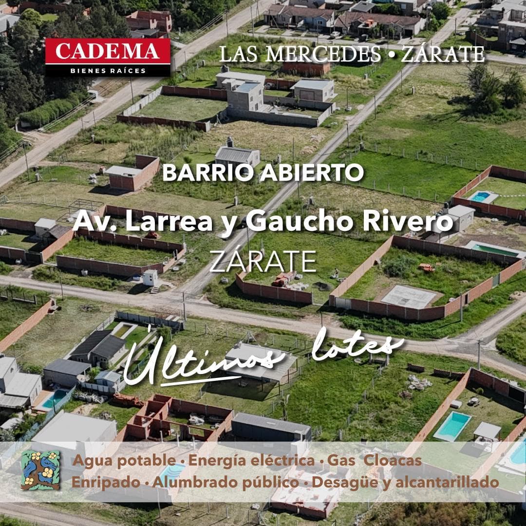 Lote en Venta, de 300,12 m2. Las Mercedes, Barrio Abierto en Zárate - 1