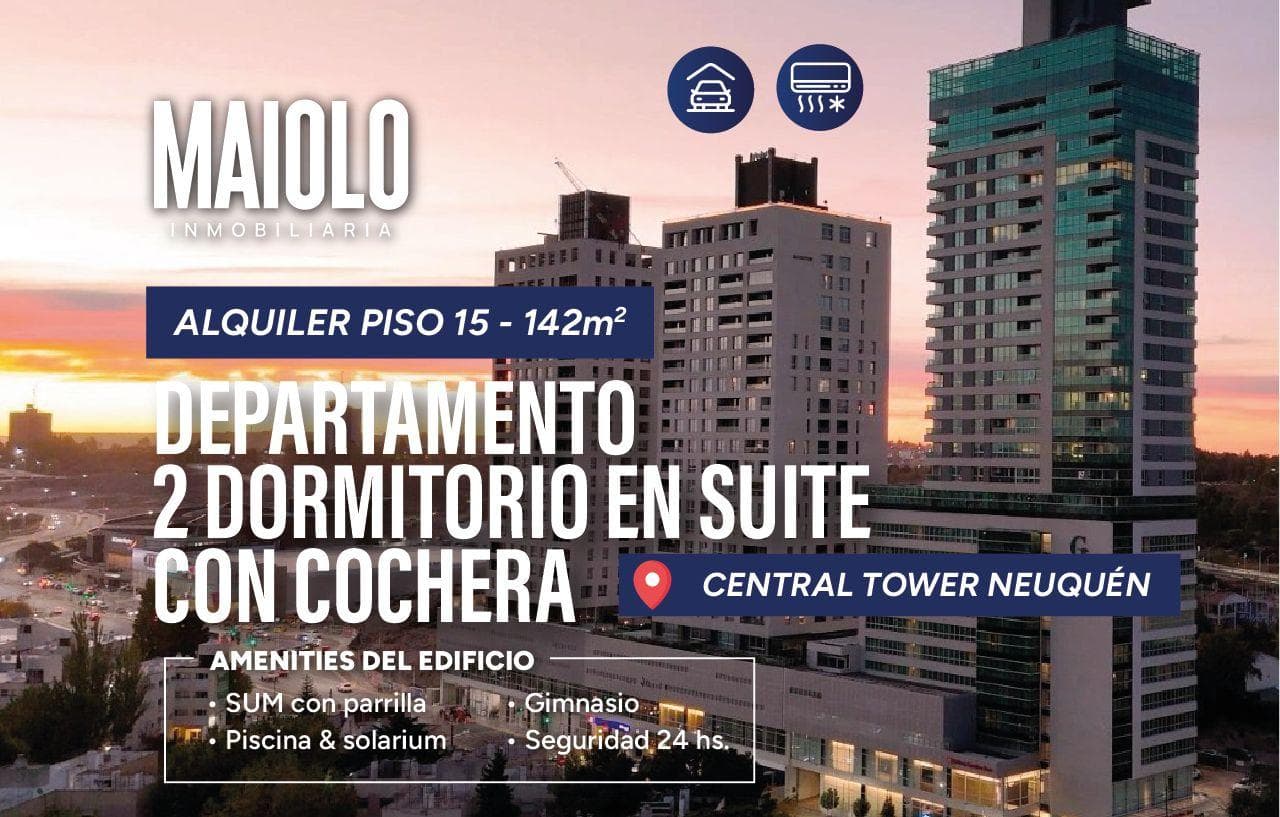 Departamento en alquiler 2 Dormitorios en Suite con Cochera - Central Tower Neuquen - 1