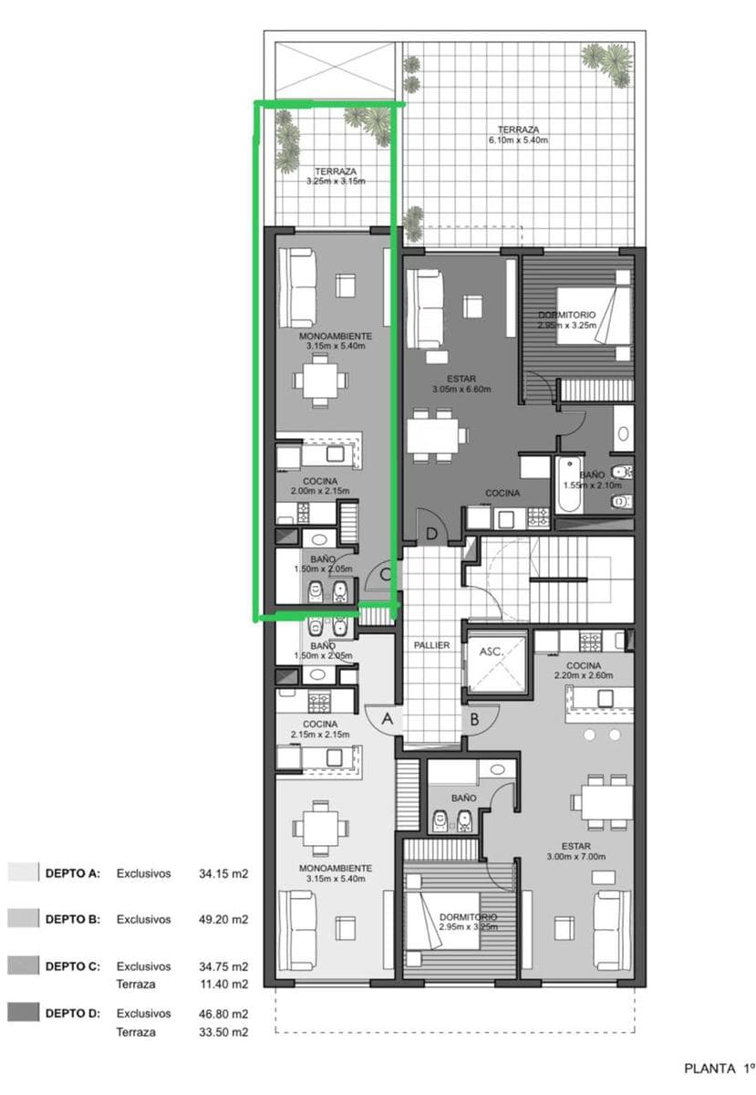 A metros de Bv. Oroño - Amplísimo monoambiente divisible con patio - Excelente construccion. - 1
